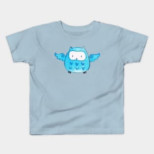 Blue Watercolor Owl Kids T-Shirt